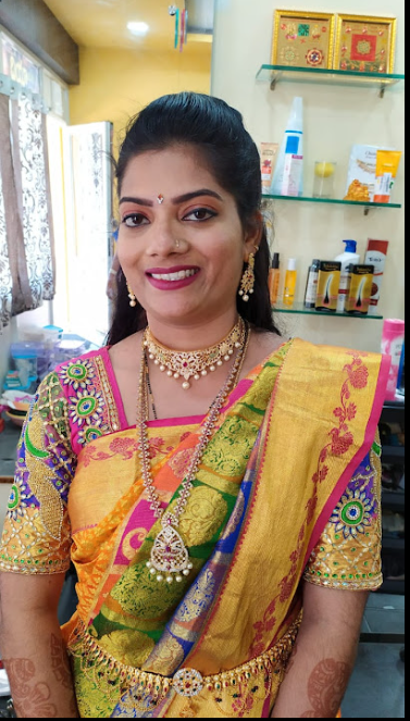 Happy client in yellow silk saree