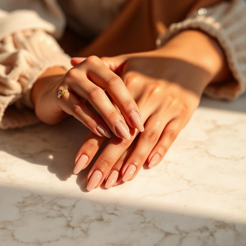 Manicure with neutral nail polish